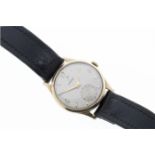 A 9ct gold Omega manual gents wristwatch, the Dennison case hallmarked Birm. 1954, with signed 49mm.