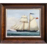 English School (mid 19th century), The Schooner "King" off the Casquettes oil on canvas ****