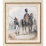Louis Pierre Rene de Moraine (French, 1816-1864), French Cavalry Office with a Foot Soldier