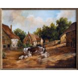 Laine Porter (late 20th century), Cattle and Sheep Oil on canvas, signed lower right 7½ x 9½in. (