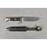 Guernsey German Occupation interest - A German Third Reich Hitler Youth Knife, the single edge steel