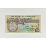 BRITISH BANKNOTE - The States of Guernsey - Five Pound, c.1980, Signatory M. J. Brown, serial number