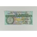 BRITISH BANKNOTE - The States of Guernsey One Pound, c. 1980, Signatory M. J. Brown (prefix H