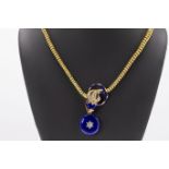 A Victorian 18ct yellow gold, enamel and diamond snake necklet, circa 1840, of ouroboros form with a