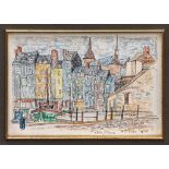 Oliver (late 20th century), "Honfleur" Pen, ink and watercolour, titled, signed and dated '74