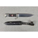 Guernsey German Occupation interest - A German Third Reich Hitler Youth knife, the single edge steel
