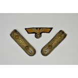 A pair of Kriegsmarine Kapitänleutnant’s Shoulder Boards and breast eagle, the shoulder boards of