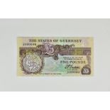 BRITISH BANKNOTE - The States fo Guernsey - Five Pounds, c. 1991, Signatory D. P. Trestain, low