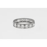 A vintage diamond set full eternity ring, set in platinum with a continuous row of old brilliant cut