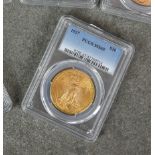 United States of America, 20 Dollars $20, 1927, St Gaudens double eagle gold coin, slabbed in PCGS
