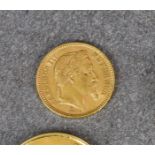 A French Napoleon III 1866 20 Franc gold coin,