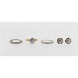 Two 18ct gold and diamond rings, comprising a cluster ring, size K; and a half eternity ring with