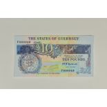 BRITISH BANKNOTE - The States of Guernsey - Ten Pounds, c.1990, Signatory M. J Brown, low serial