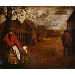 Dutch School, 19th century, Dutch Village Scene oil on panel, unframed 2¾ x 3½in. (7 x 8.9cm.)