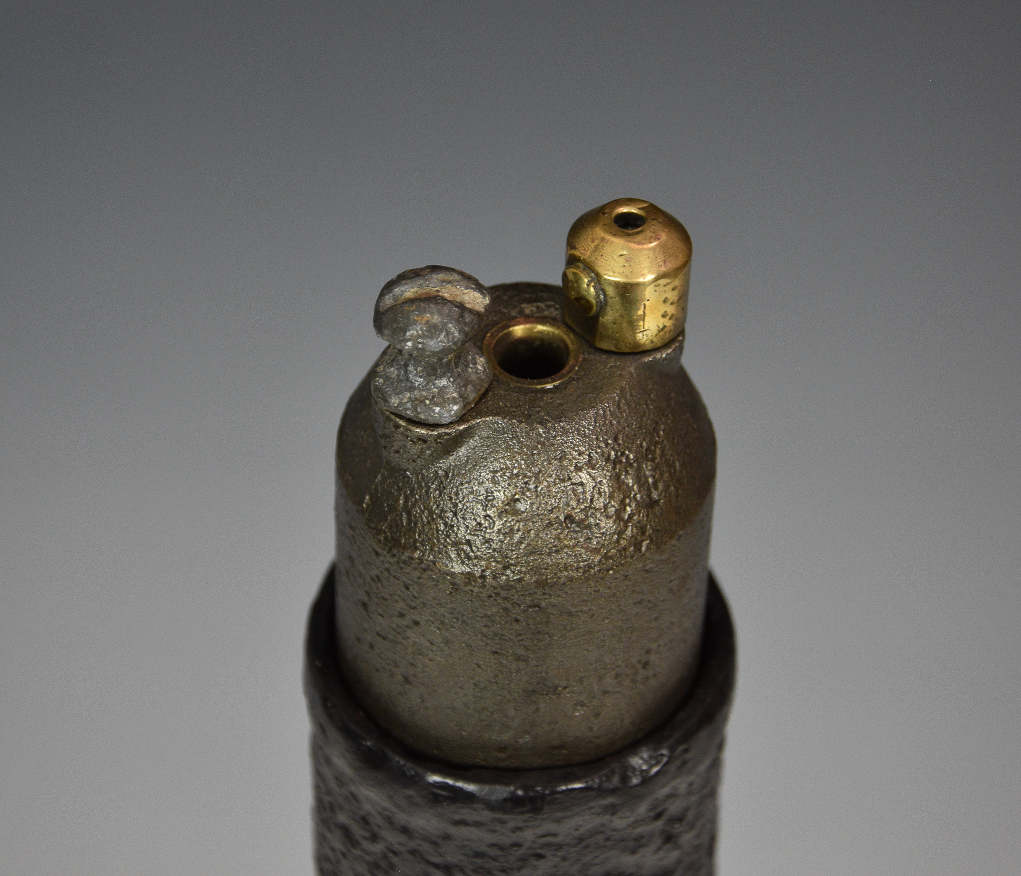 A mounted trench art WWI French grenade launcher cup discharger and inert grenade, for Lebel & - Image 2 of 4