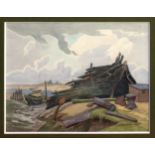 Malcolm Arbuthnot RI, NS (1877-1967), Sandbanks and Abandoned Boats Watercolour, signed lower