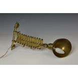 Maritime interest - A rare polished brass concertina scissor lamp, with wall bracket, unmarked,