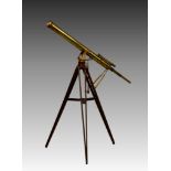 A Thomas Cooke & Sons (English, Victorian) 4-Inch brass refracting telescope on stand, signed on the