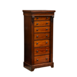 A mid-19th century mahogany Wellington chest, with seven graduated drawers with original turned
