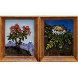 Toni Ascherl, (Bavarian, died 1966), Six Botanical Studies on Glass oil on glass, all signed,