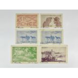 A rare set of six States of Jersey Occupation banknotes signed in ink by Edmund Blampied, the