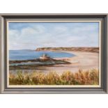 Lisette Le Sueur (British, late 20th century), La Rocco Tower, St Ouen, Jersey oil on board, signed,