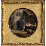 Dutch School (19th century), Tavern scene oil on board, tondo, in ebonised frame with gilt slip 3