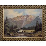 Continental, late 20th century, Alpine Landscape oil on board, signed indistinctly lower right,