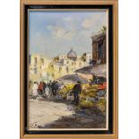 Continental School (mid 20th century) , Market Scene Oil on canvas, signed indistinctly lower left