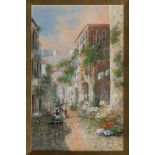 Y. Gianni (Italian, 19th/20th century), Pair of views of Italian street scenes watercolour and