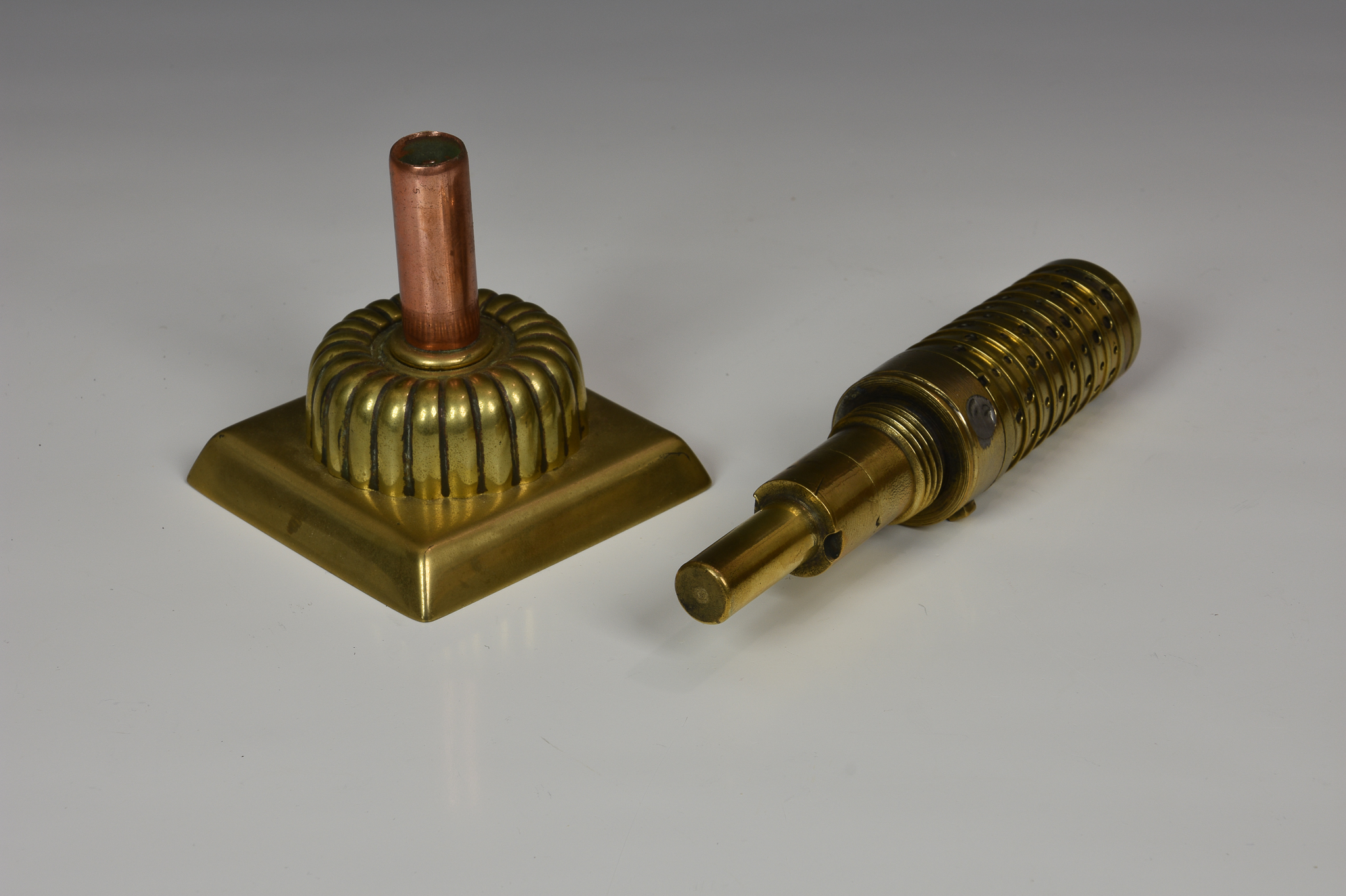A mounted trench art WWI French grenade launcher cup discharger and inert grenade, for Lebel & - Image 4 of 4