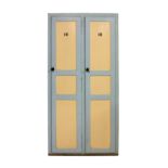 A 1950s painted kitchen larder cupboard, the two panelled doors enclosing a fitted interior, 38½ x