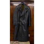 Third Reich - A Luftwaffe Officers leather overcoat / great coat, heavy blue/grey leather, silk