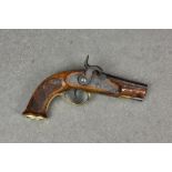 A 19th century percussion cap overcoat pistol, No.1 of a pair, inscribed (1) to upper barrel,