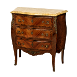 A French Louis XV style bombe commode, early 20th century, of small proportions, the serpentine