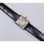 A ladies Cartier 18ct white gold Tank Louis wrist watch, ref. 2679, signed silvered dial with