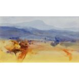 Frederick Sands RI (British, 1916-1992), Hilly Landscape watercolour, signed lower left 15½ x 25¾in.