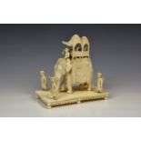 A large Indian carved ivory model of an elephant howdah, mid to late-19th century, modelled with