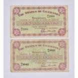 British banknotes - The States of Guernsey - Two Ten Shillings, comprising of one dated 1st March,