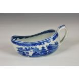 A late 18th or early 19th century Spode pearlware blue and white transfer printed Bourdalou,