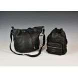 A Coccinelle black leather rucksack, together with Hobbs black leather bucket bag. (2)