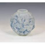 Rene Lalique - an Art Deco period opalescent relief moulded blue tinted "Formose" vase, model number