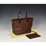 A Louis Vuitton Damier Ebene Neverfull, measuring 31 x 28 x 14cm., gold hardware, with original dust