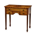 An Edwardian Channel Islands inlaid mahogany lowboy, the rectangular top with central star over