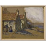 Andrew Black RSW (Scottish, 1850-1916), "Old houses at Levenhall", East Lothian watercolour and