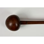 Tribal - African Zulu knobkerrie, typical tapering shaft with slightly flared tip and bulbous