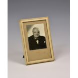 Churchill, Sir Winston, autographed photograph, signed 'W Churchill' to mount below portrait, framed