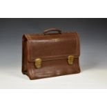 WWII Kriegsmarine Officer's brown leather briefcase, with applied Kriegsmarine eagle insignia to