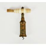 A 19th century Thomason type double action mechanical self-adjusting corkscrew, with 'BARLOW PATENT'