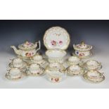 An early 19th century J. & W. Ridgway part tea and coffee service, pattern no. 1082 with painted